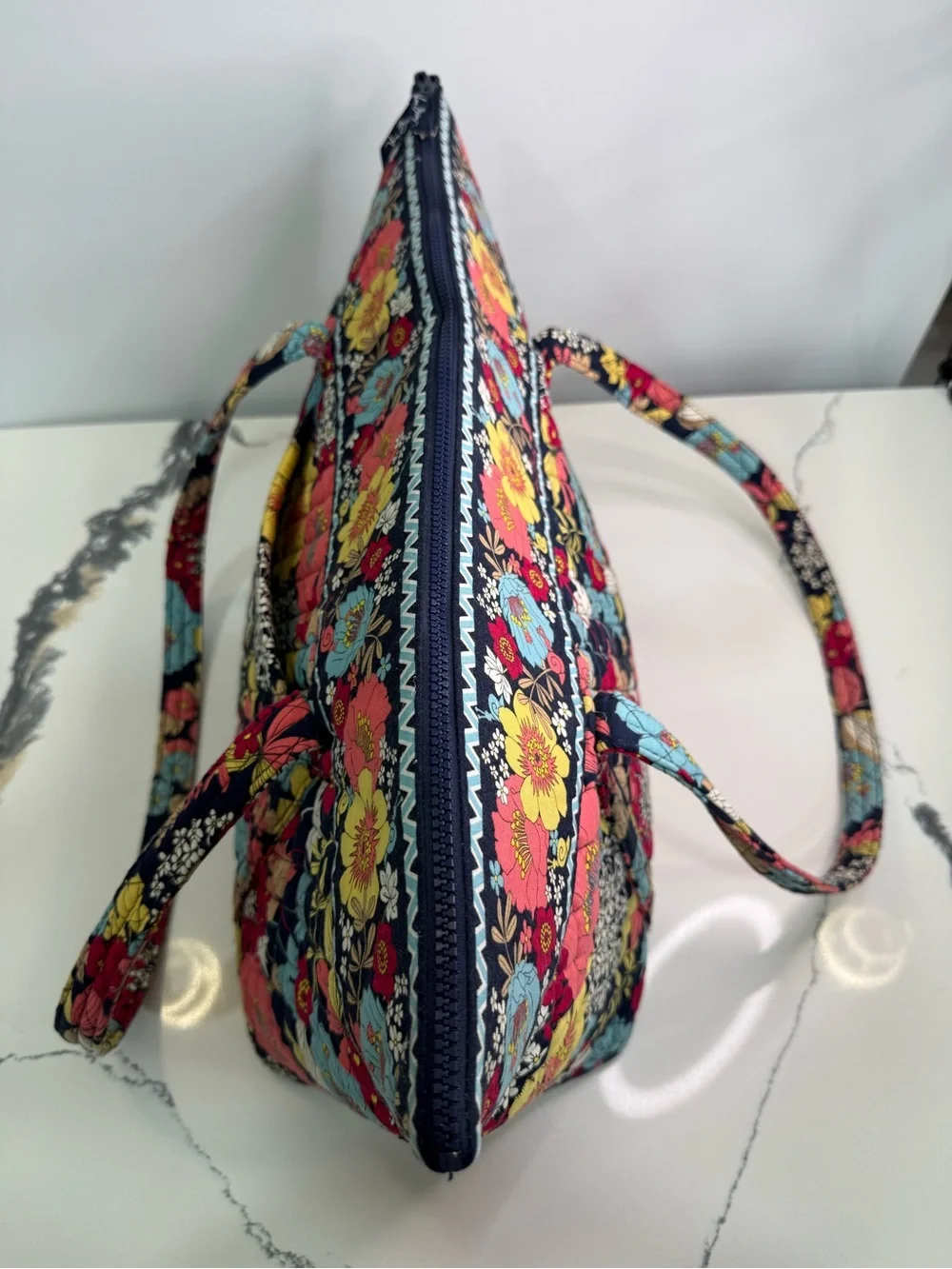 Vera Bradley XL Tote Bag Navy Floral Multicolor